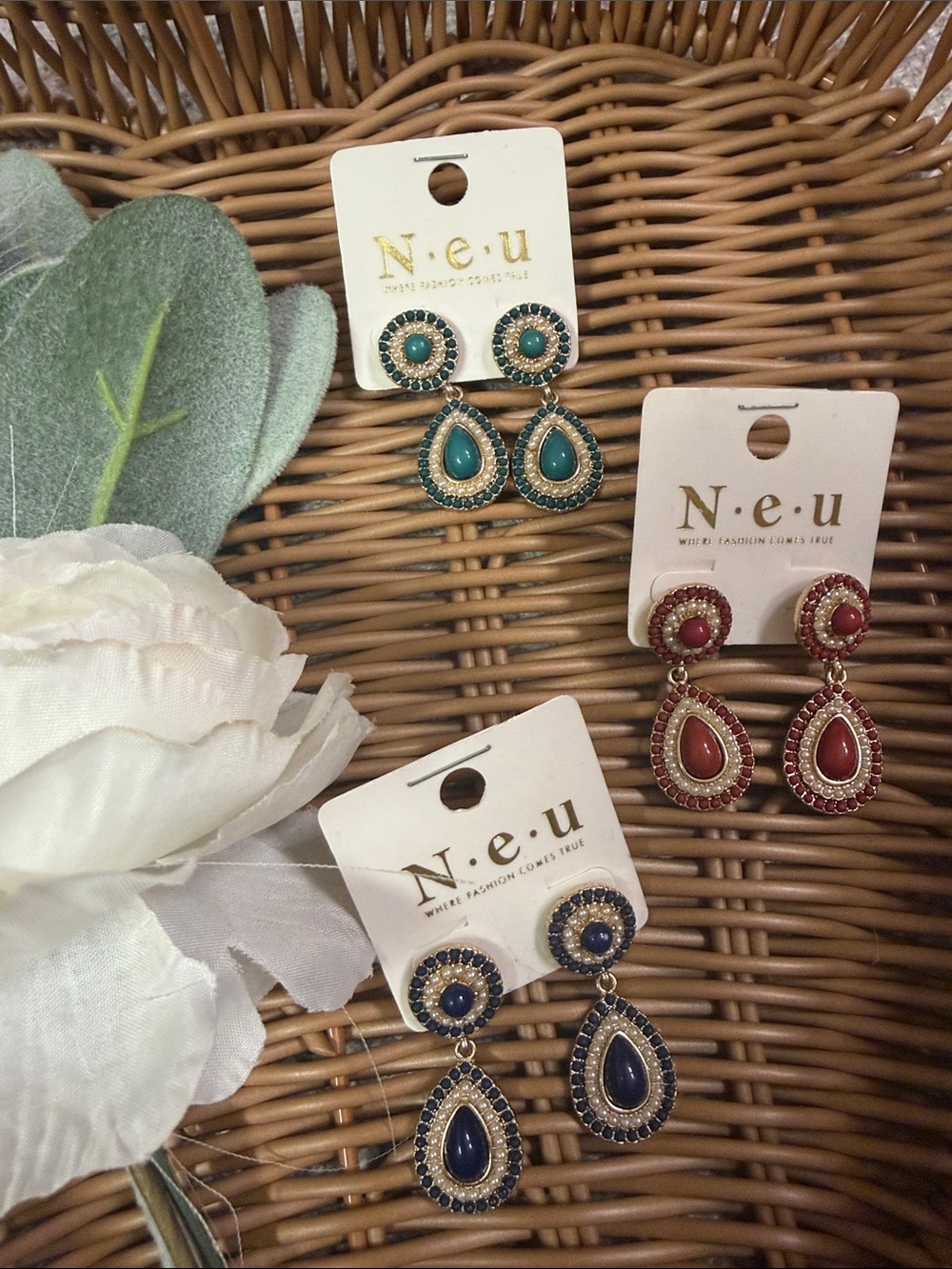 GOLD PEARL DANGLE EARRINGS - YOU PICK COLOR - NWT